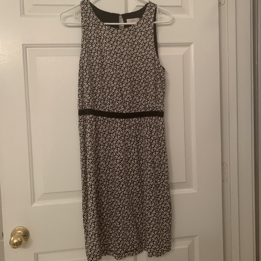 LOFT black & cream floral dress